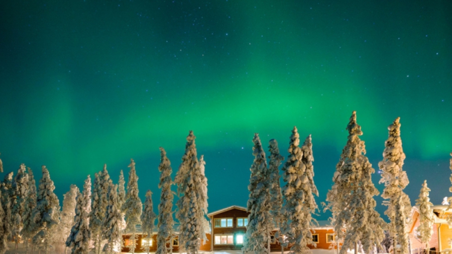 Noorderlicht boven de Pinetree Lodge